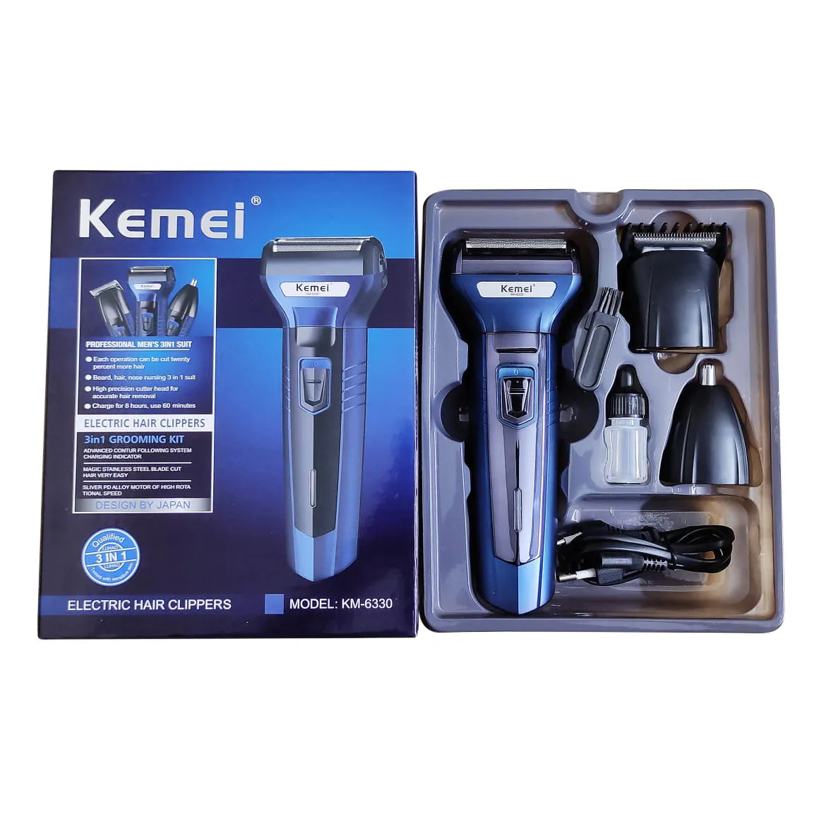 Kemei Km-6330 3 In 1 Professional Hair Trimmer Super Grooming Kit Shaver Clipper Nose Trimmer 3 (EDP-3223)
